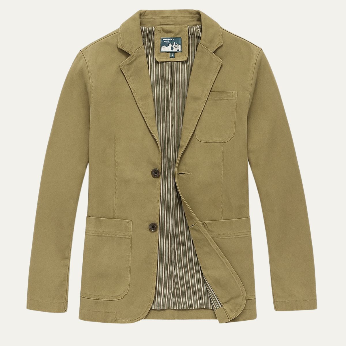 Wade | Men's Casual Khaki Cotton Blazer Windbreaker With Pockets