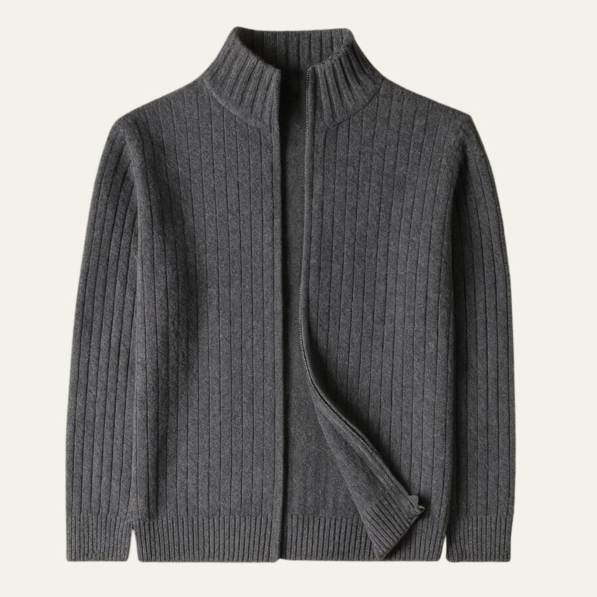 Beau | Men's Zip Up Ribbed Cardigan Royal Blue