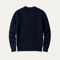 Dama Washington Callum men's cable knit sweater navy crew neck - front view