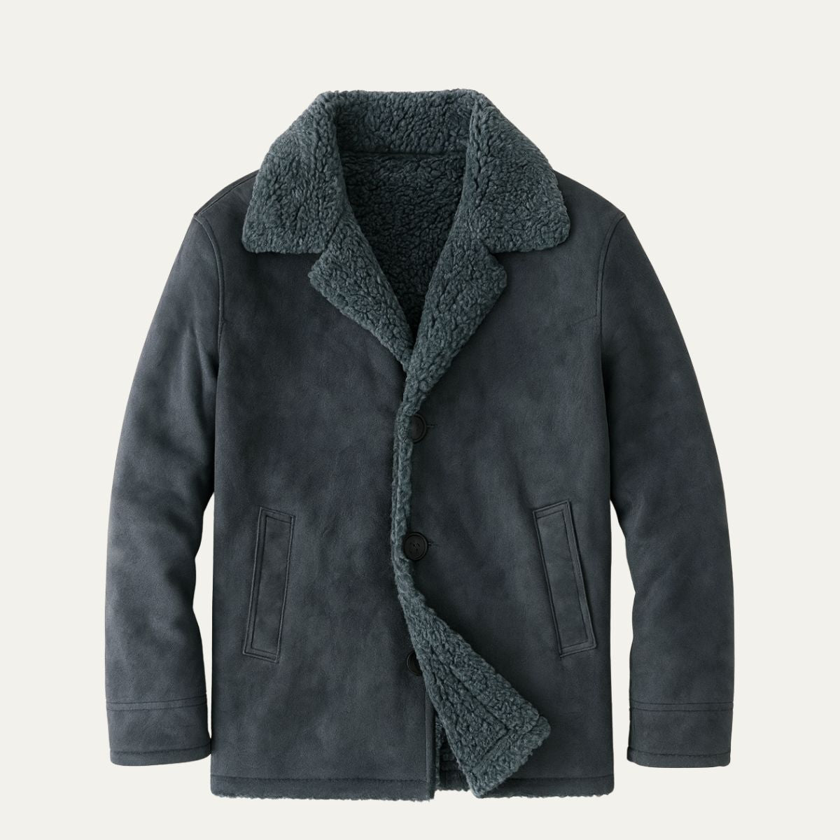 Voss | Men's Sherpa Lined Wool Overcoat Black