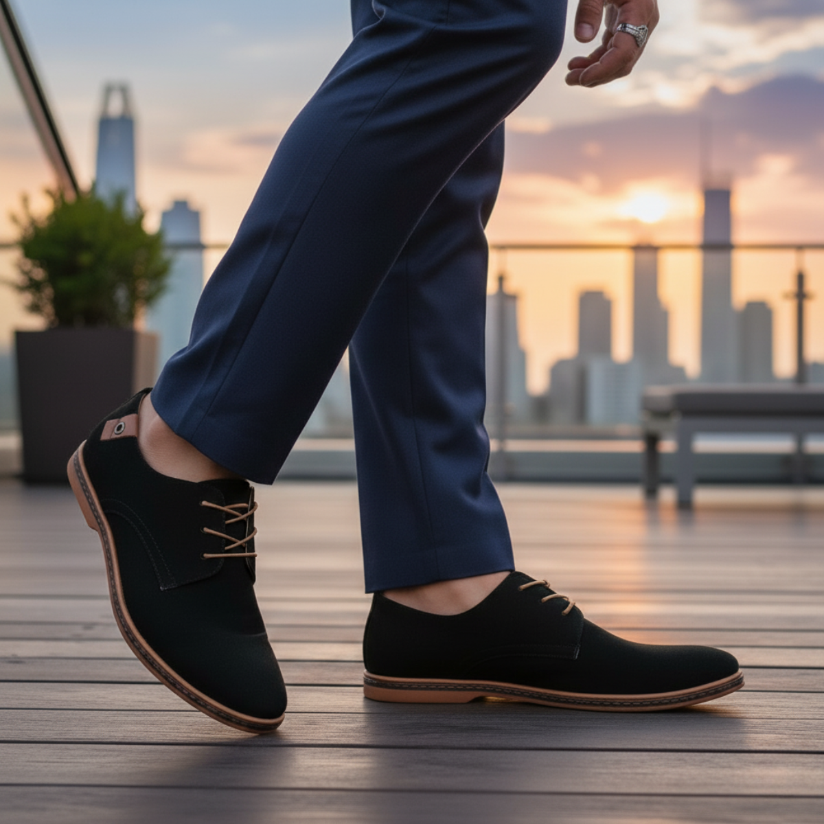 Stella | Men's Suede Oxford Shoes Black Lace Up