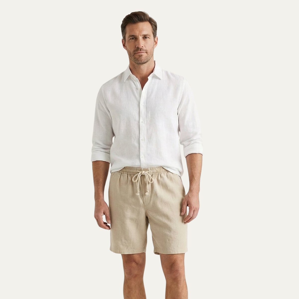 Beau | Men's Linen Shorts Gray Drawstring