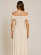 Dama Washington Opal women's off shoulder pleated maxi dress cream - view 6