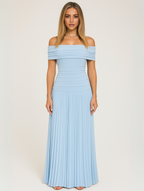 Dama Washington Opal women's off shoulder pleated maxi dress cream - view 2