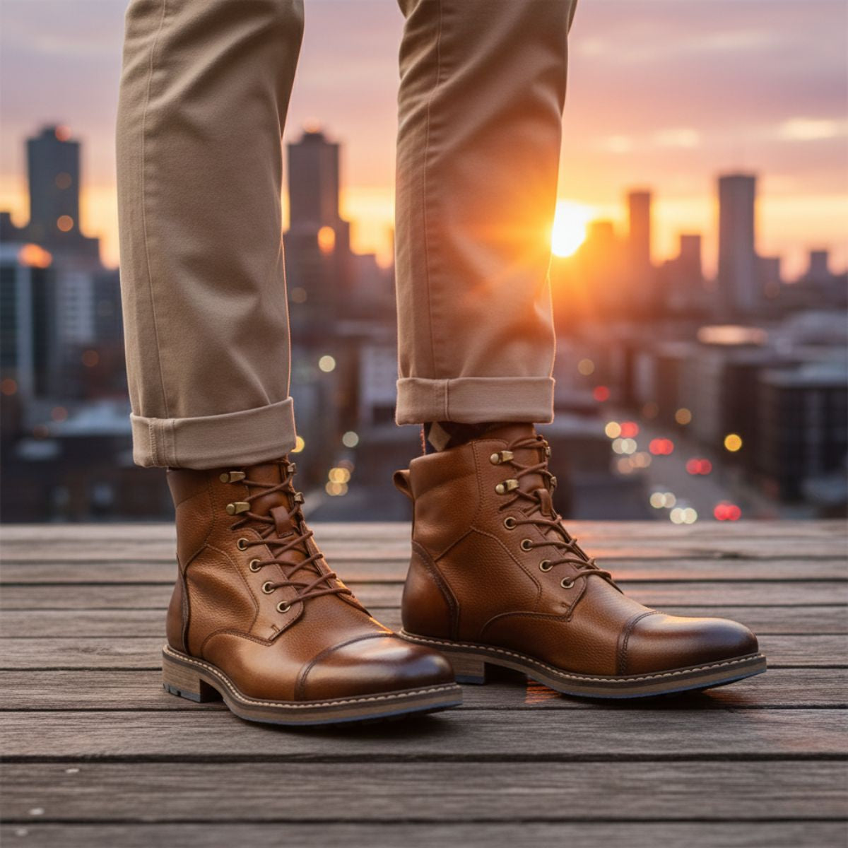 Voss | Men's Leather Work Boots Brown Lace Up