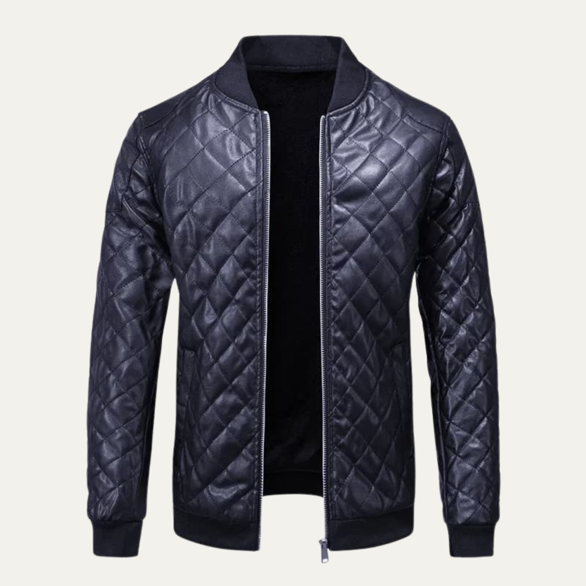 Hugo | Men's Quilted Leather Bomber Jacket Brown