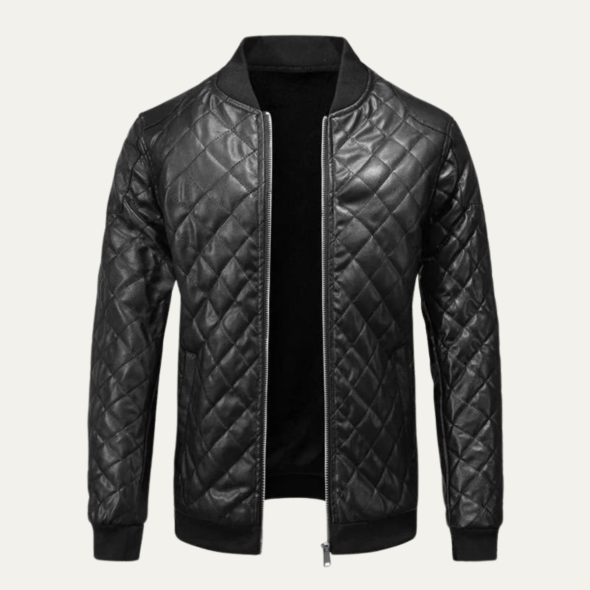 Hugo | Men's Quilted Leather Bomber Jacket Brown
