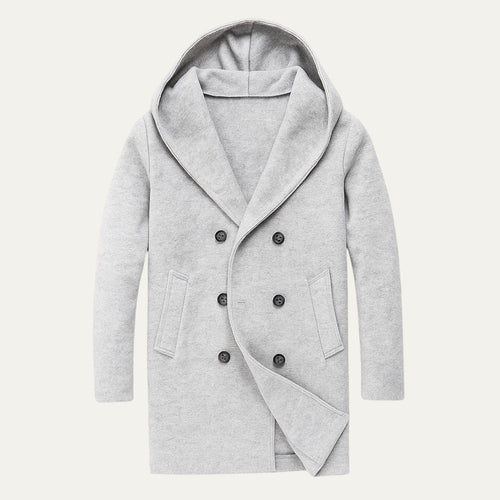 Dama Washington Axel men's double breasted hooded coat gray - front view