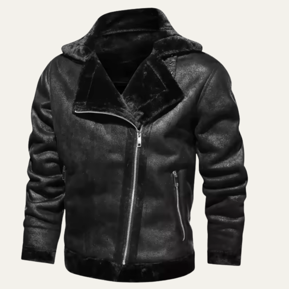 Axel | Men's Suede Sherpa Lined Moto Jacket Brown