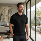 Dama Washington Beau men's cable knit polo shirt black short sleeve - view 3