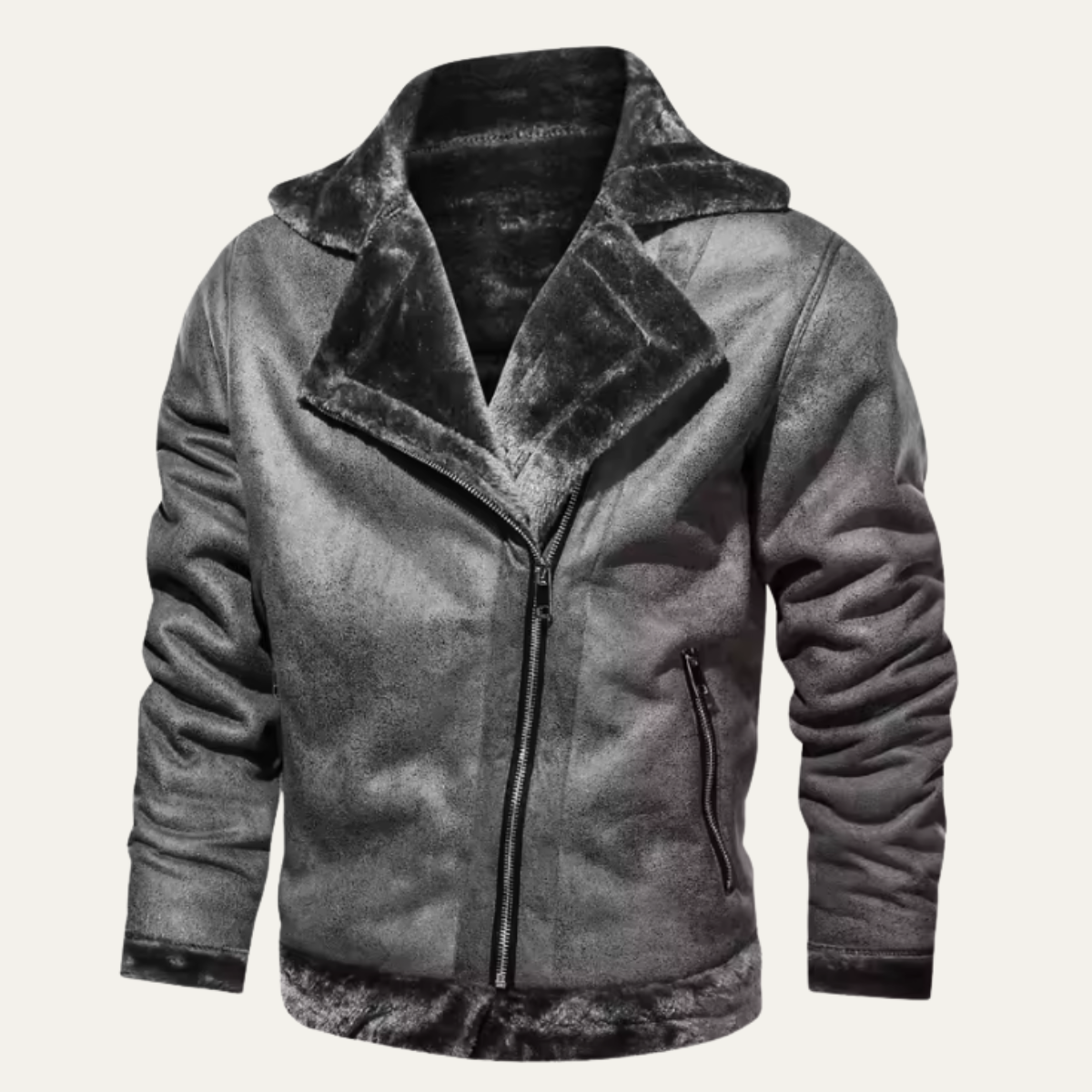Axel | Men's Suede Sherpa Lined Moto Jacket Brown
