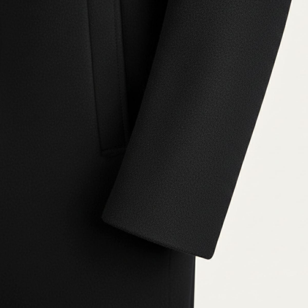 Callum | Men's Wool Overcoat Black With Striped Scarf Collar