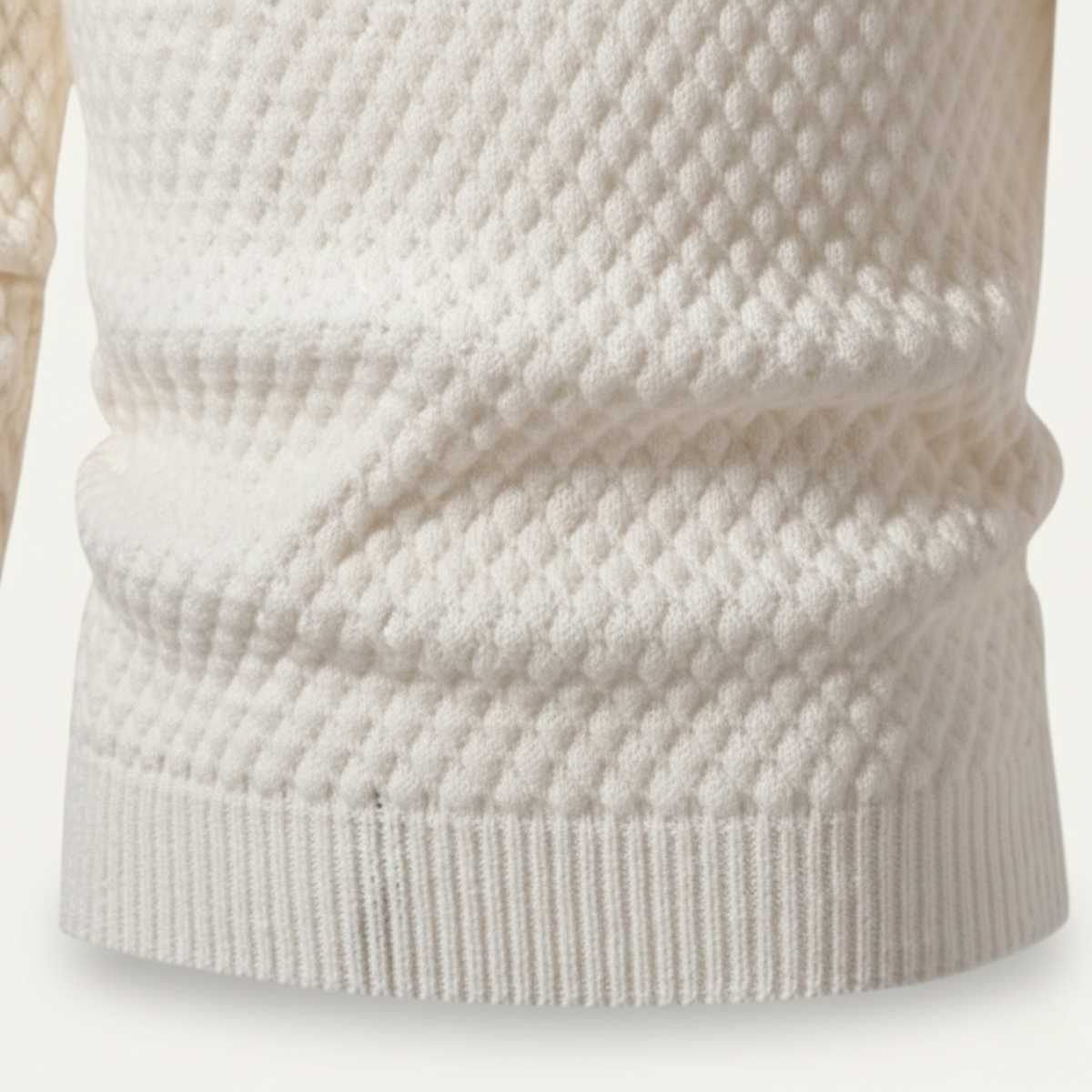 Ezra | Men's Turtleneck Cable Knit Sweater Cream