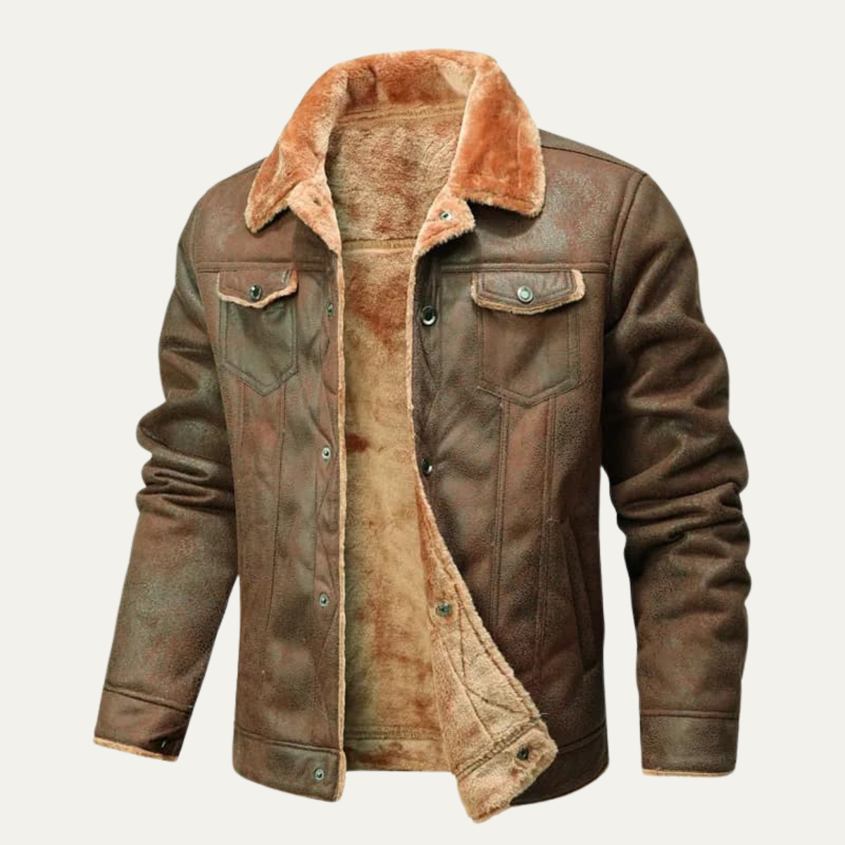 Axel | Men's Sherpa Lined Denim Jacket Brown