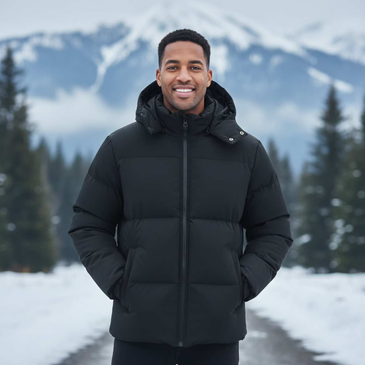 Bram | Men's Puffer Jacket Black Hooded Quilted