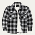 Dama Washington Bram men's flannel shirt black white plaid long sleeve button up - front view