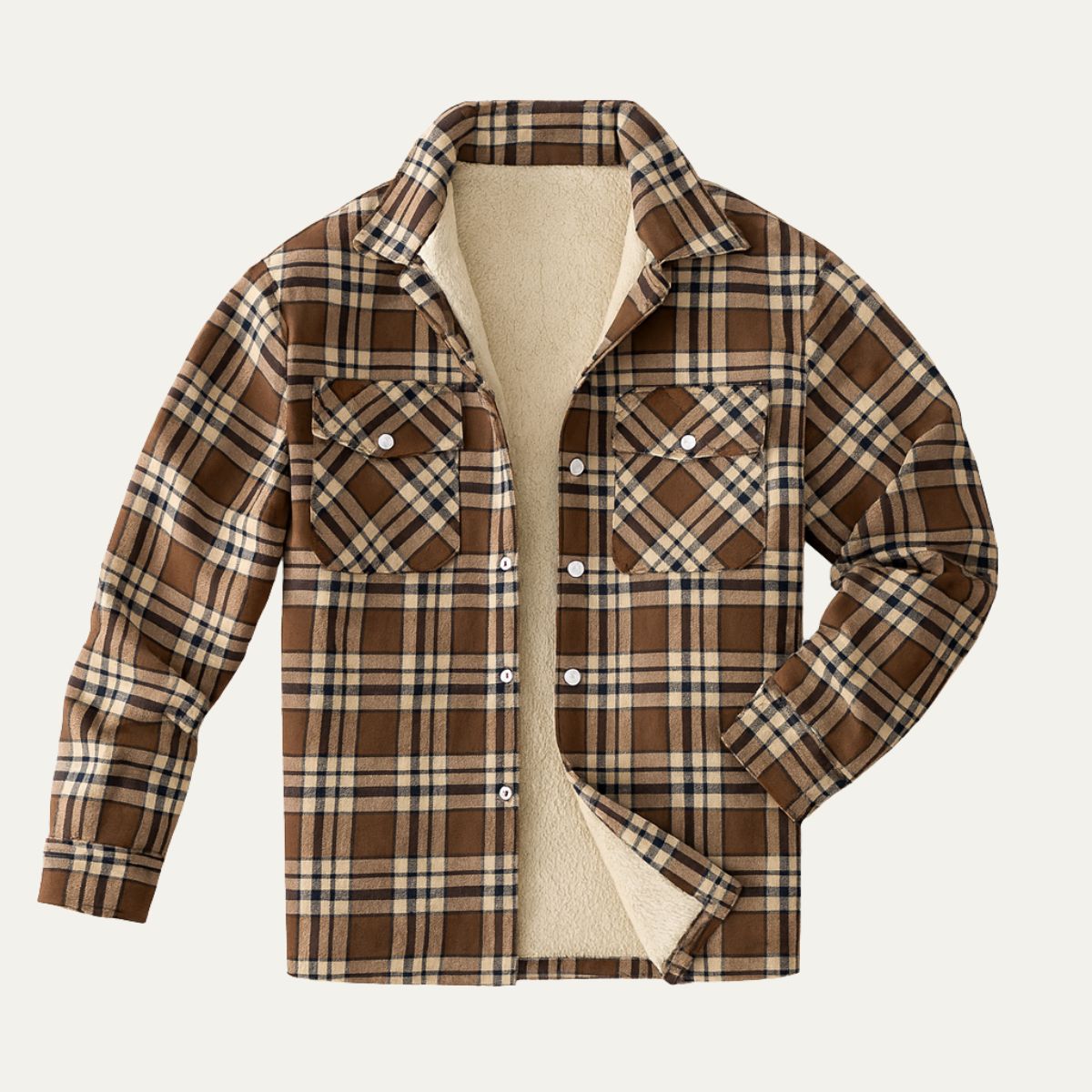 Bram | Men's Flannel Shirt Black White Plaid Long Sleeve Button Up