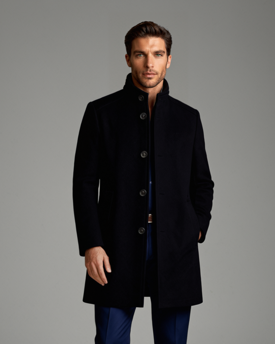 Axel | Men's Wool Overcoat Brown Button Front