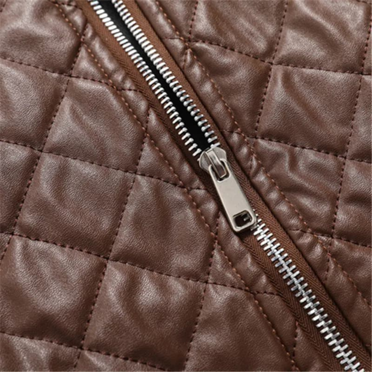 Hugo | Men's Quilted Leather Bomber Jacket Brown