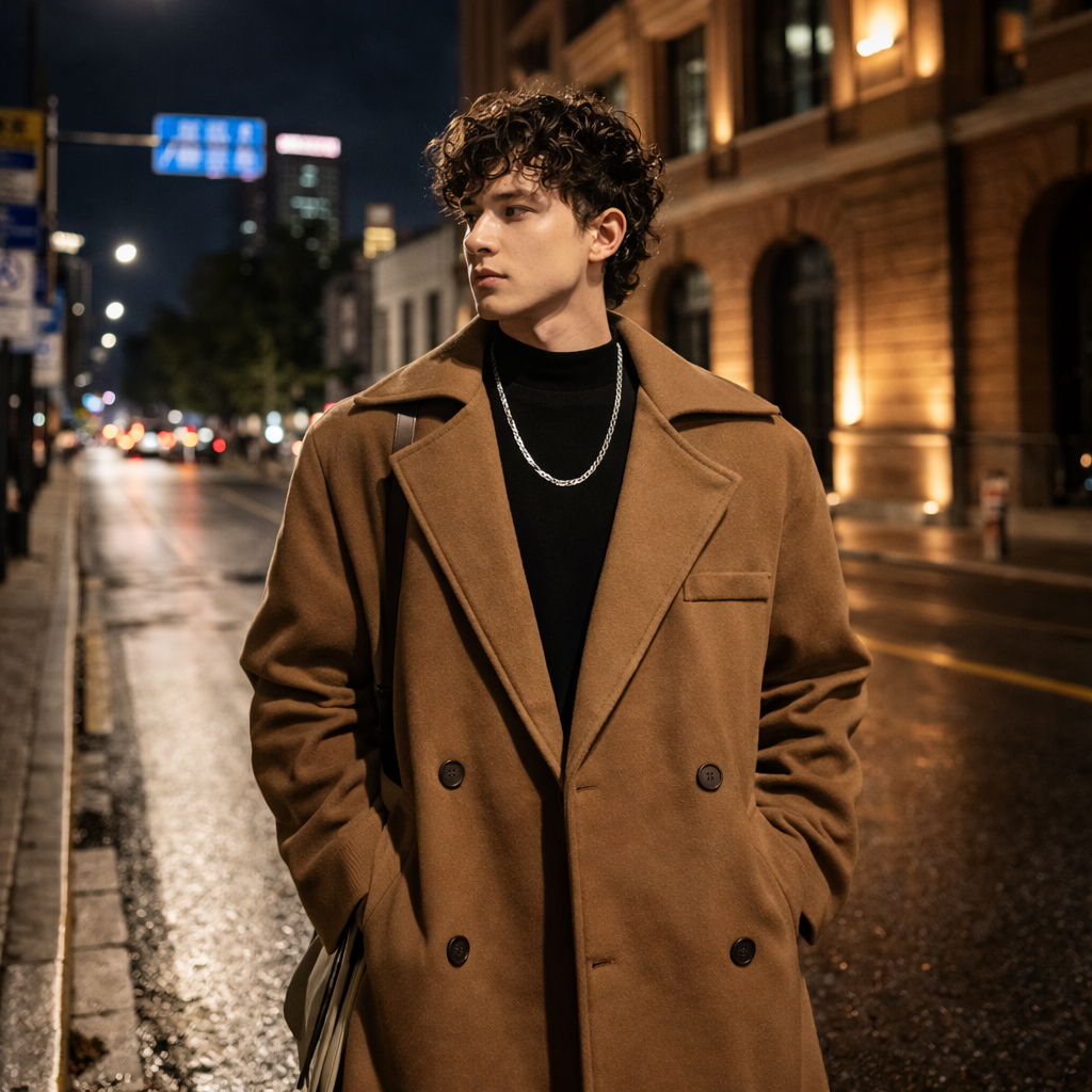 Nash | Men's Wool Overcoat Black Long