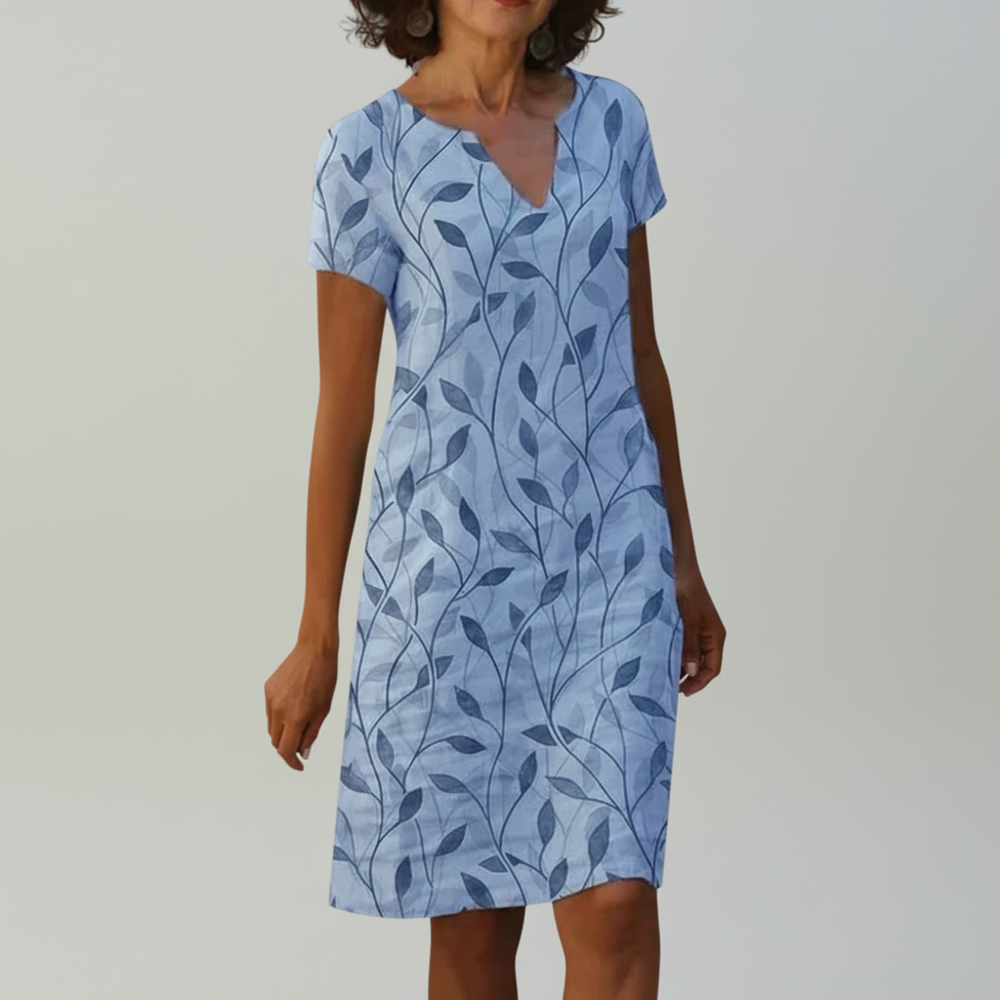 Rosa | Women's Floral Midi Dress V Neck Short Sleeve