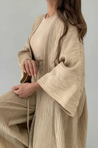 Dama Washington Lux women's ribbed cardigan long sleeve cream lounge set - view 3