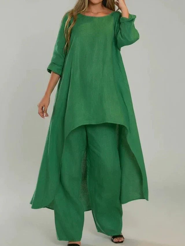 Vera | Women's Linen Maxi Dress Gray Off Shoulder