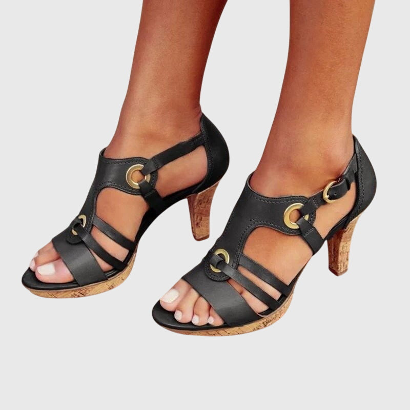 Maren | Women's Strappy Block Heel Sandals Brown