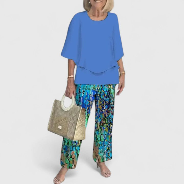 Stella | Women's Lounge Set Sage Green Floral Print Pants