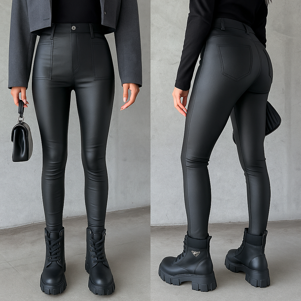 Vera | Women's Faux Leather Pants Black High Waisted