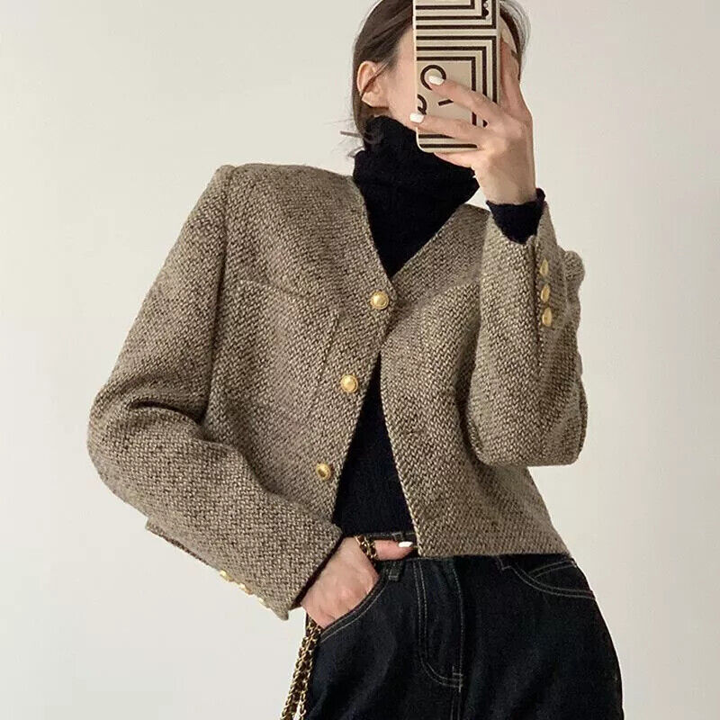 Dama Washington Faustine women's cropped button-front jacket - front view