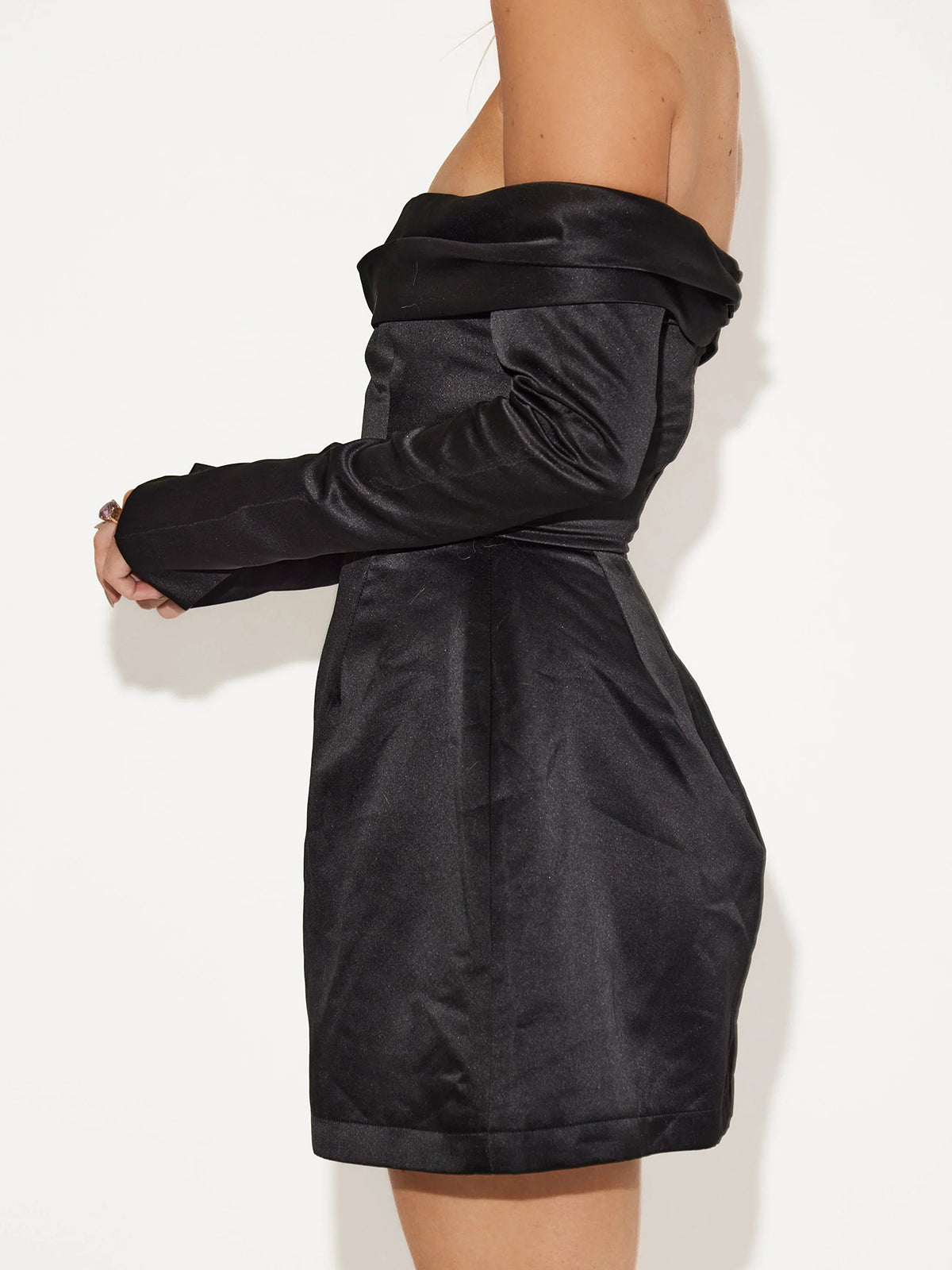 Elise | Women's Off Shoulder Velvet Dress Black Mini