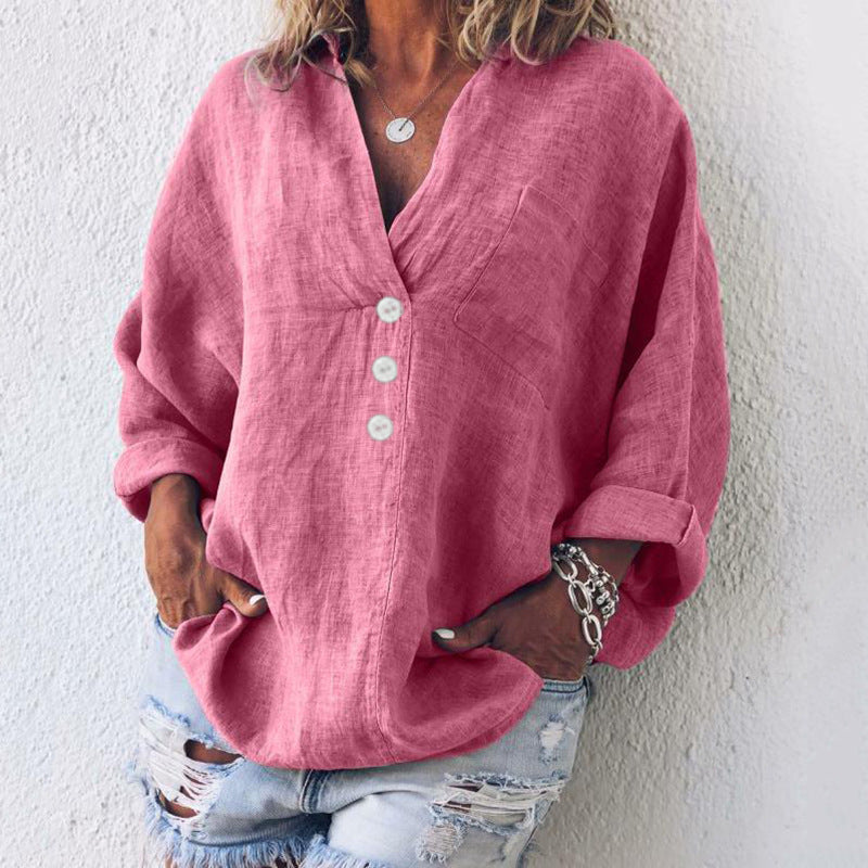 Liv | Women's Linen Button Down Shirt Cream Oversized