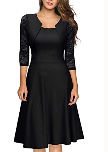 Romy | Women's A Line Midi Dress Red Lace Bolero