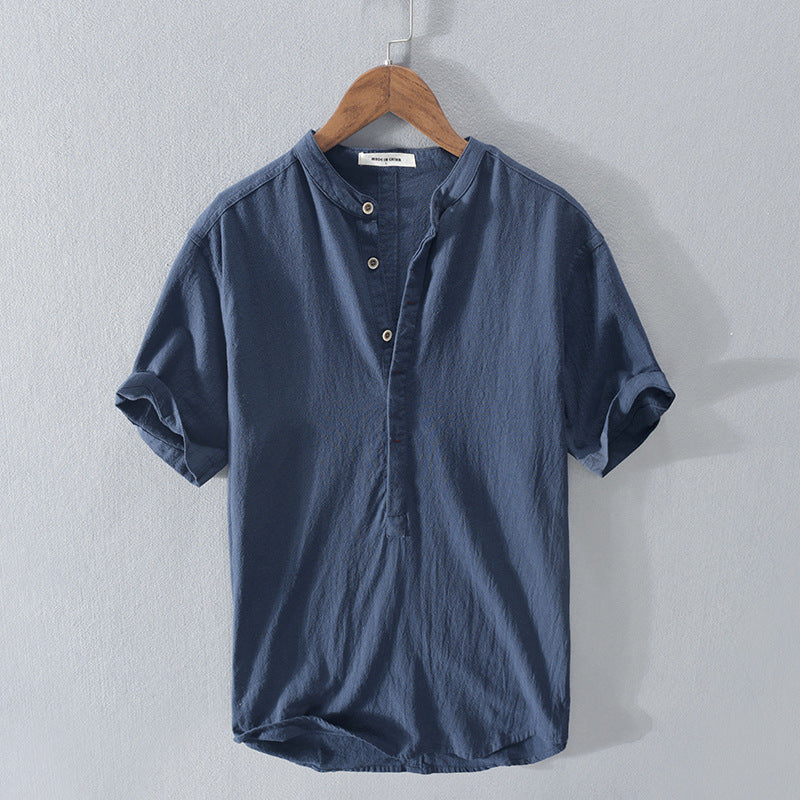 Finn | Men's Casual Linen Button Up Shirt Navy