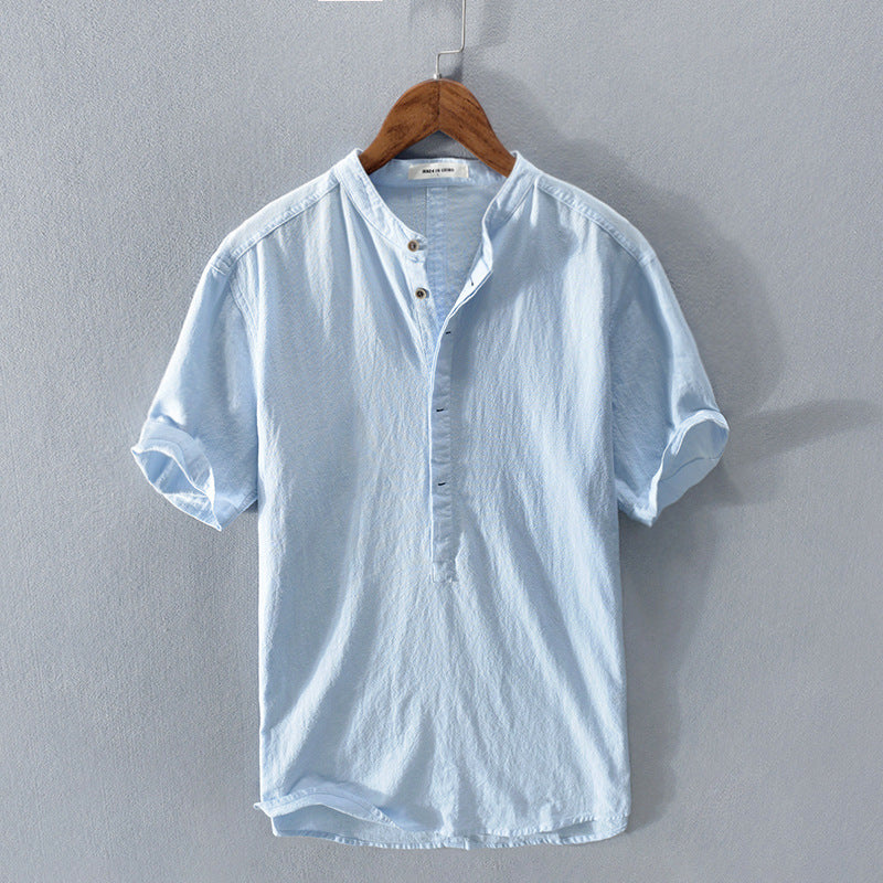 Finn | Men's Casual Linen Button Up Shirt Navy