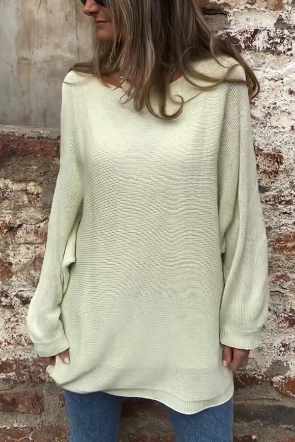 Mira | Women's Oversized Cutout Sweater Cream Long Sleeve
