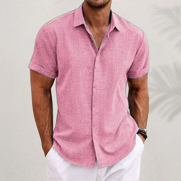 Nico | Men's Linen Shirt Navy Short Sleeve Button Up