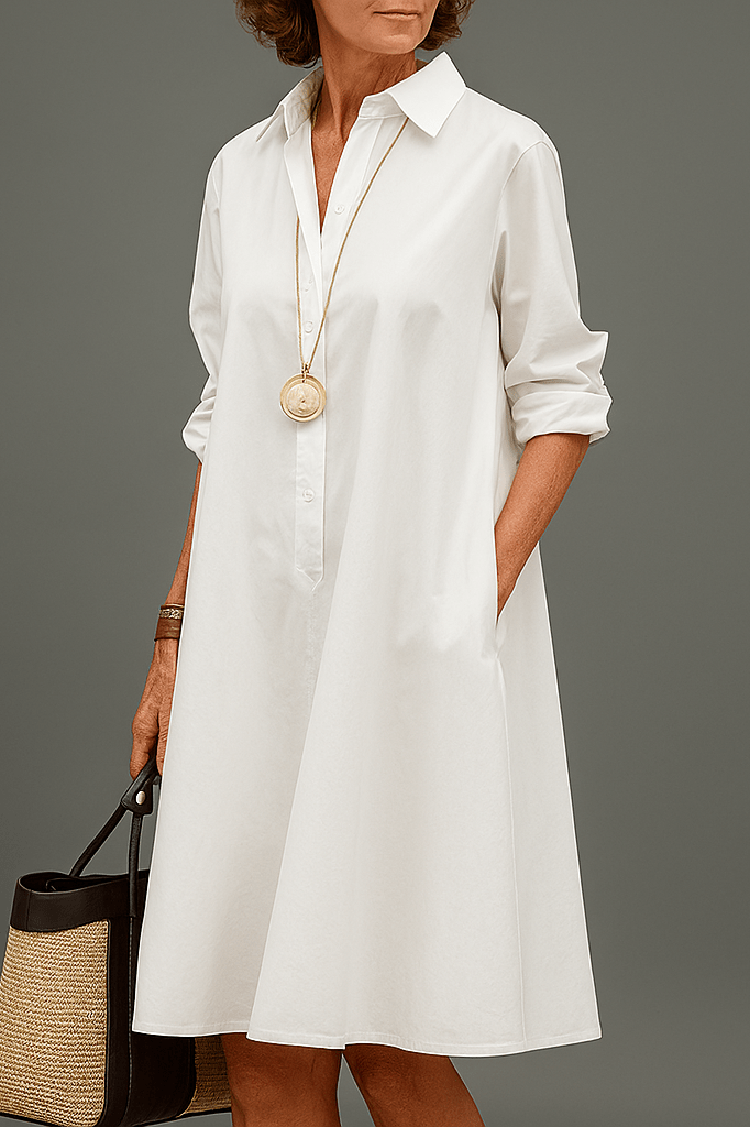 Paloma | Women's Shirt Dress Cream Button Down Midi