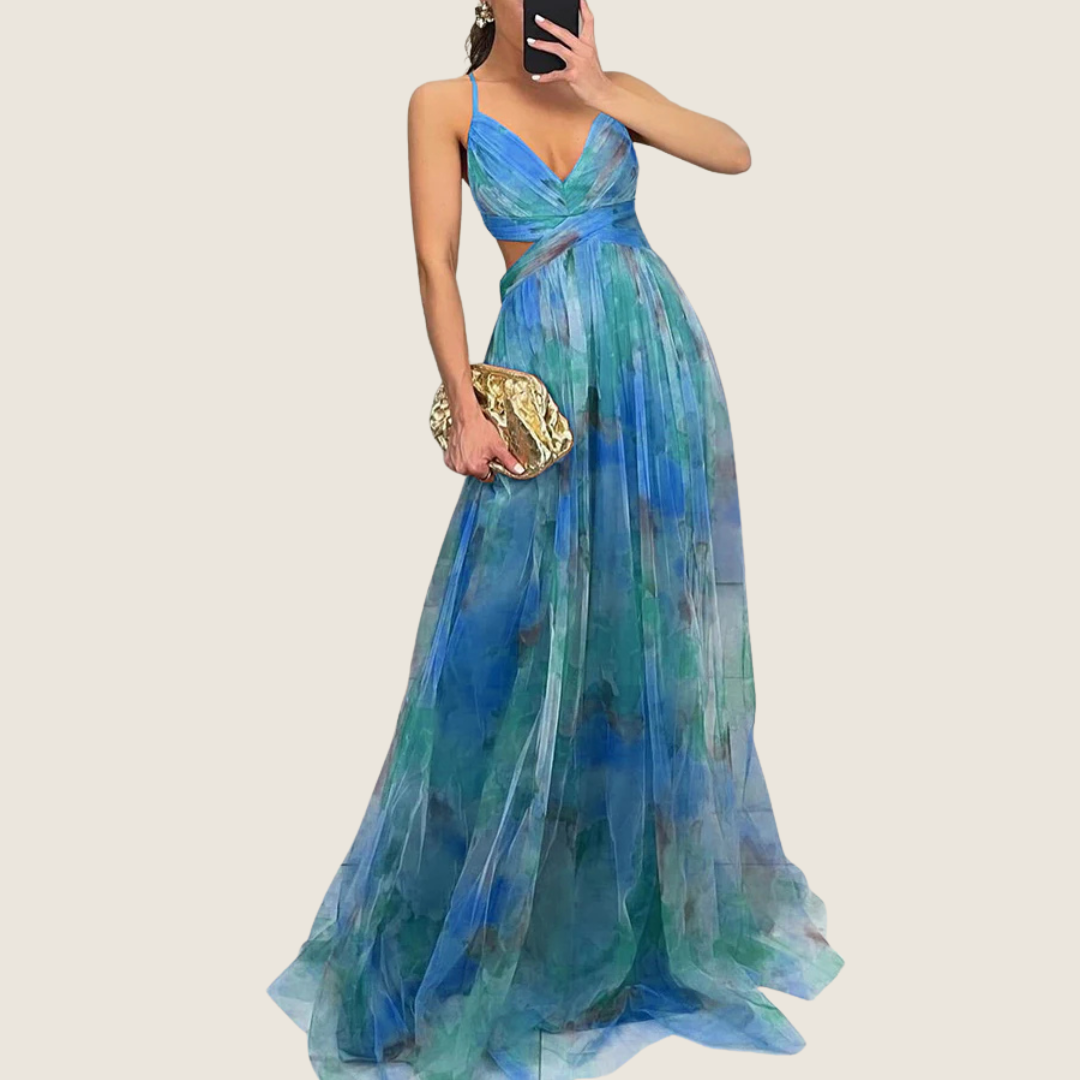 Lucia | Women's V Neck Maxi Dress Purple Chiffon Formal