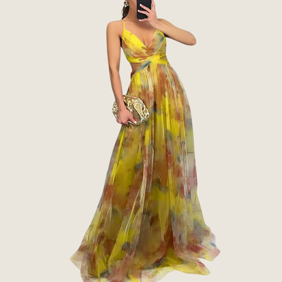 Lucia | Women's V Neck Maxi Dress Purple Chiffon Formal