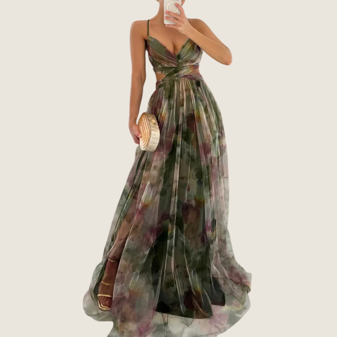 Lucia | Women's V Neck Maxi Dress Purple Chiffon Formal