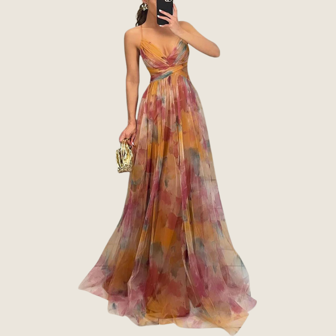 Lucia | Women's V Neck Maxi Dress Purple Chiffon Formal