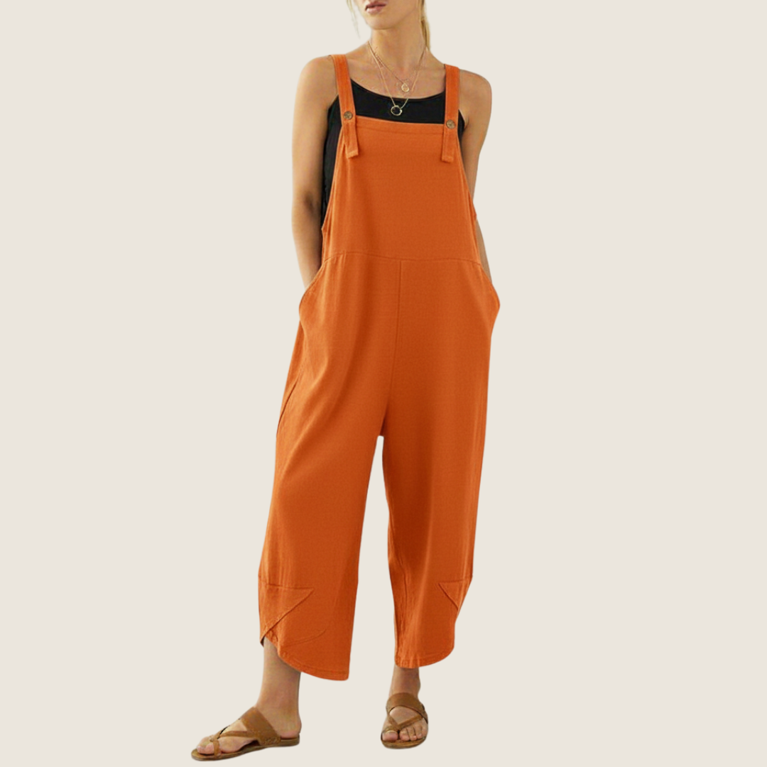 Ines | Women's Linen Jumpsuit Navy Wide Leg
