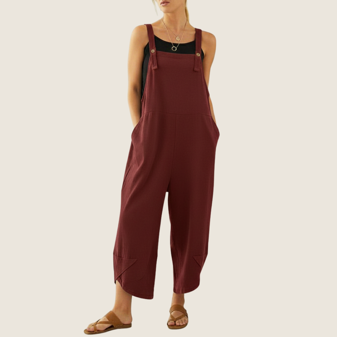 Ines | Women's Linen Jumpsuit Navy Wide Leg
