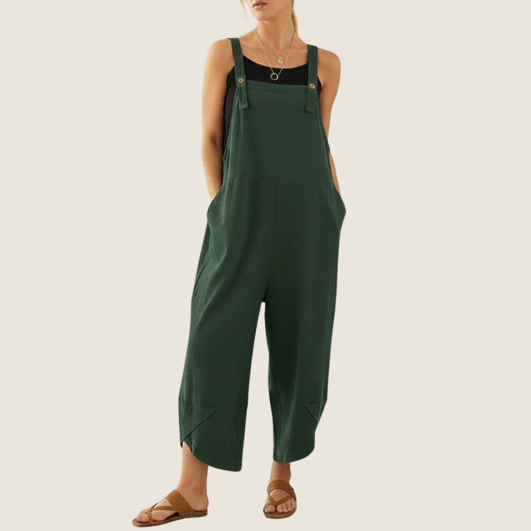 Ines | Women's Linen Jumpsuit Navy Wide Leg