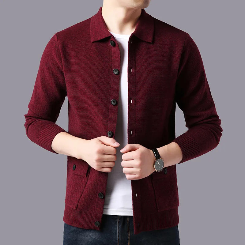 Grant | Men's Casual Knit Cardigan Sweater Cream Button Up
