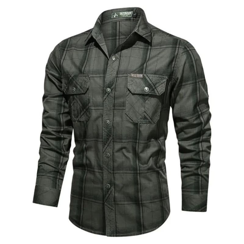 Jasper | Men's Flannel Shirt Navy Plaid Long Sleeve