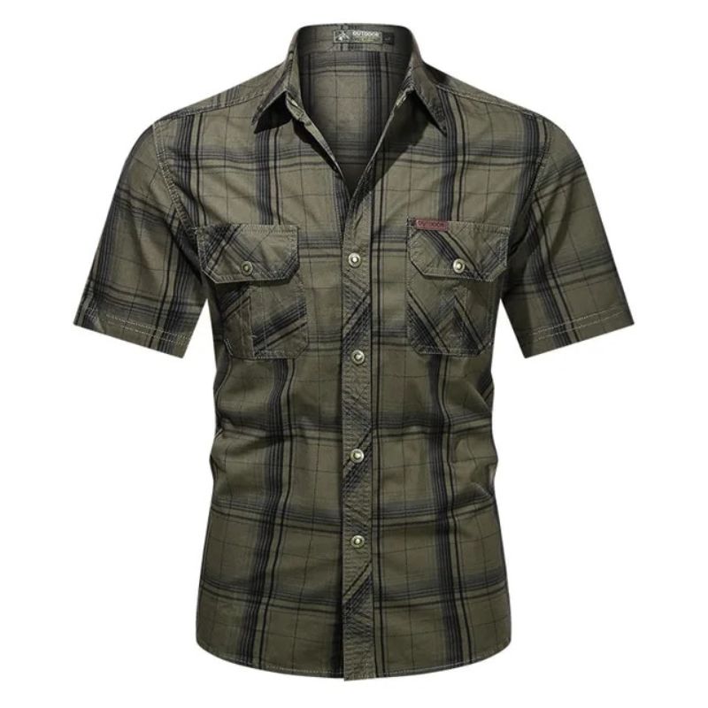 Jasper | Men's Flannel Shirt Navy Plaid Long Sleeve