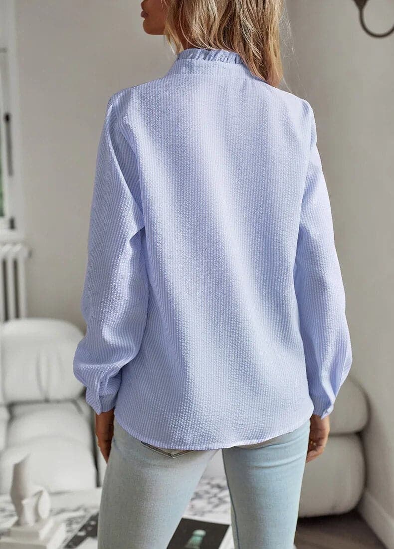Lexi | Women's Ruffle Button Down Shirt Light Blue